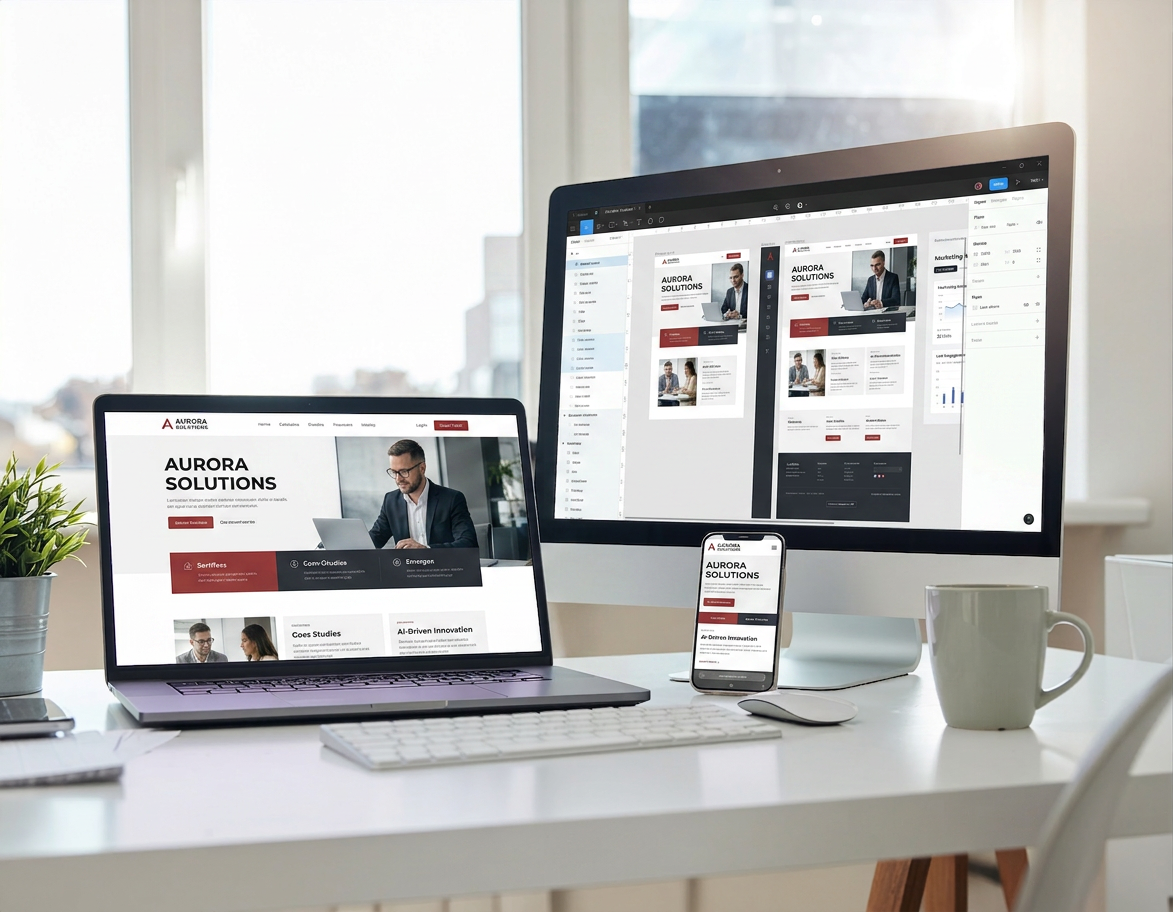 Composizione visiva che rappresenta design, tecnologia e creatività